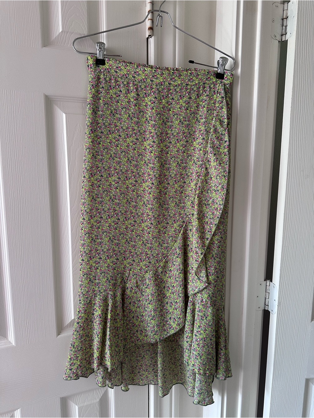 Floral Ruffle Midi Skirt - Green